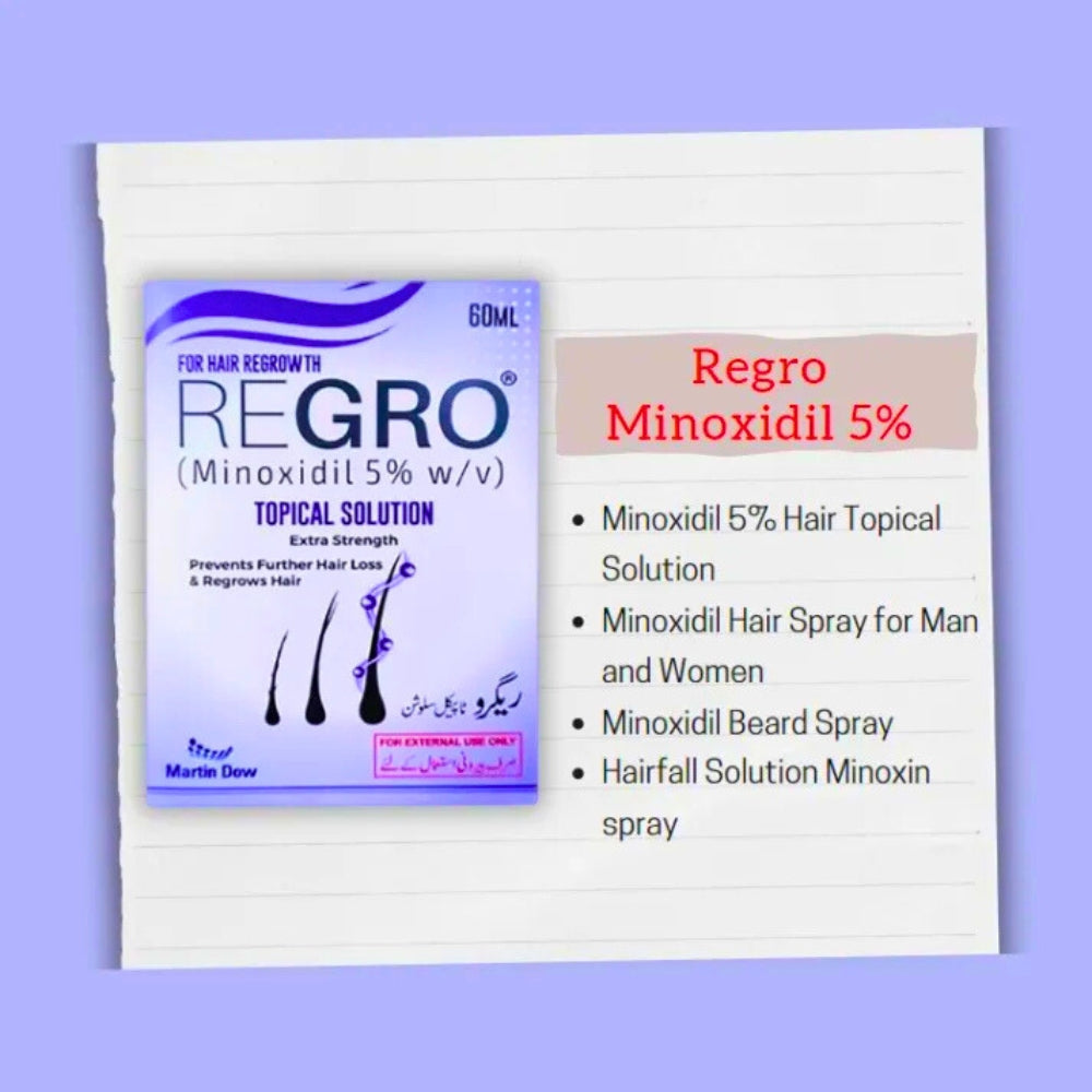 Regro Minoxidil 5% Hair Regrowth Solution 60ml