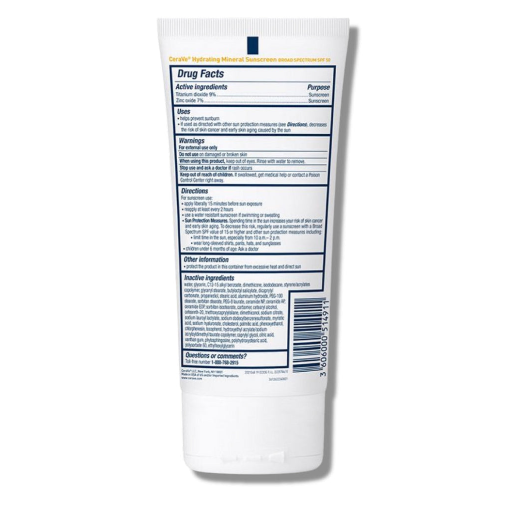 CeraVe Hydrating Mineral Sunscreen SPF 50 - 75ml CeraVe