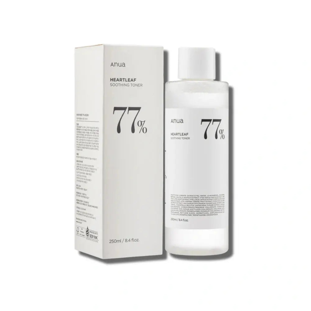 Anua Heartleaf toner bottle and packaging on a white background