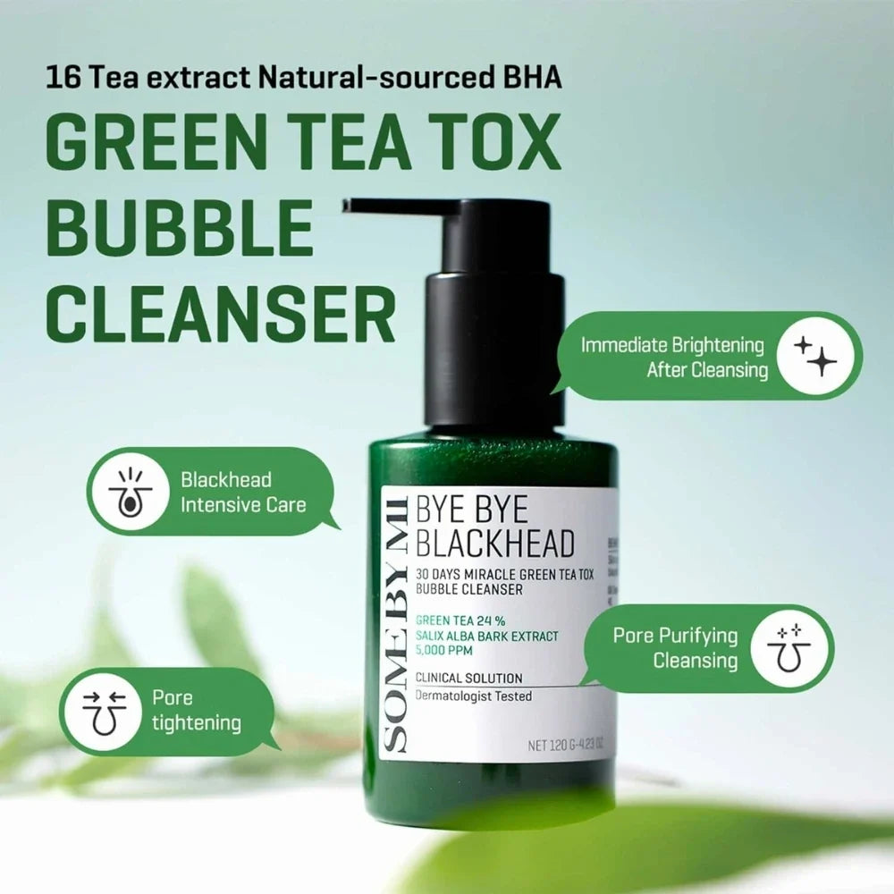 Bye Bye Blackhead 30 Days Miracle Green Tea Tox Bubble Cleanser Some By Mi