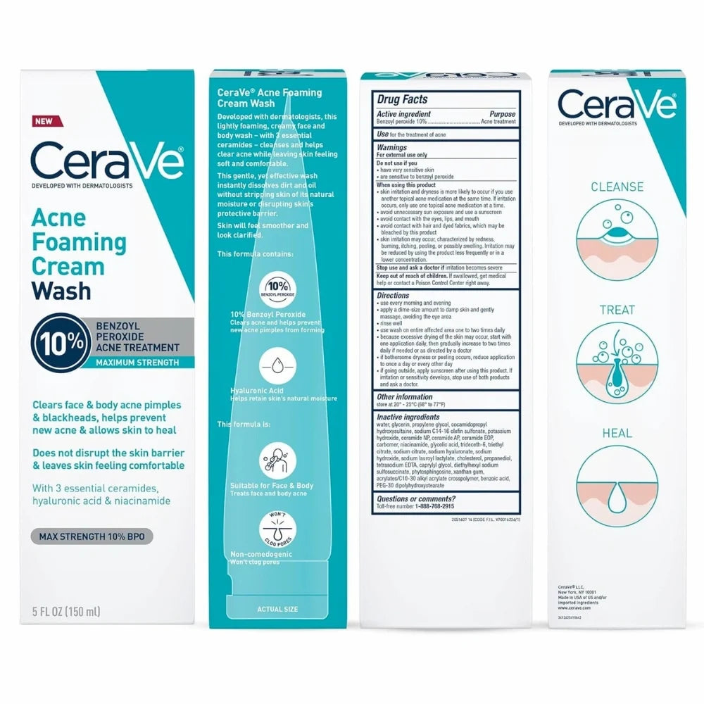 CeraVe Acne Foaming Cream Cleanser 4% BPO 150ml CeraVe