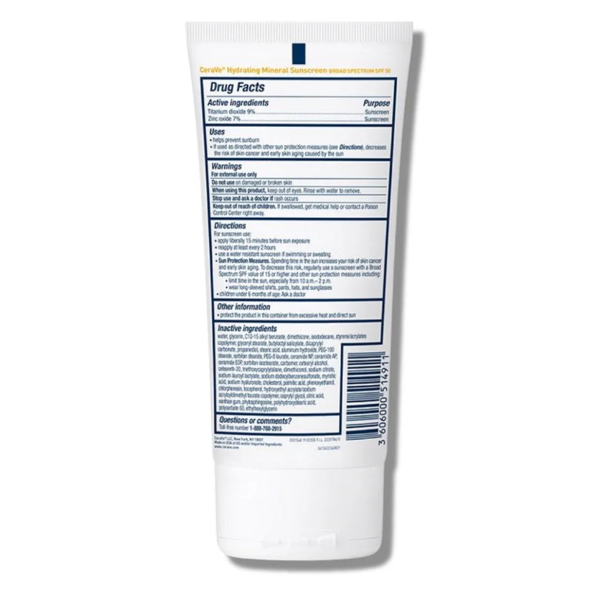 CeraVe Hydrating Mineral Sunscreen SPF 50 - 75ml CeraVe