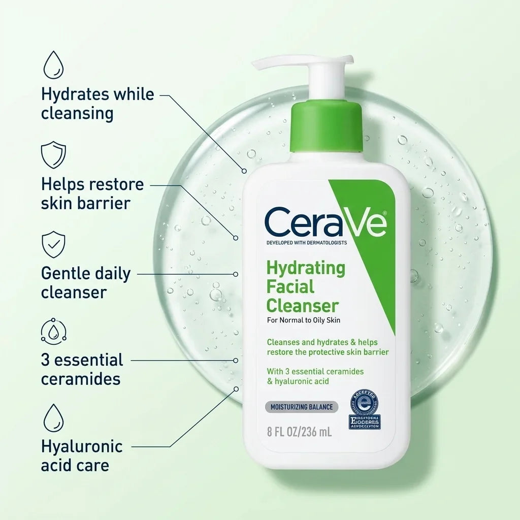 Normal to dry skin CeraVe Hydrating Facial Cleanser 236ml