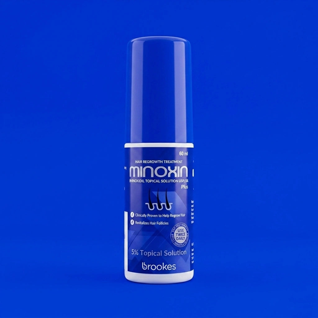 Minoxidil 5% hair spray treatment to support hair regrowth and reduce thinning