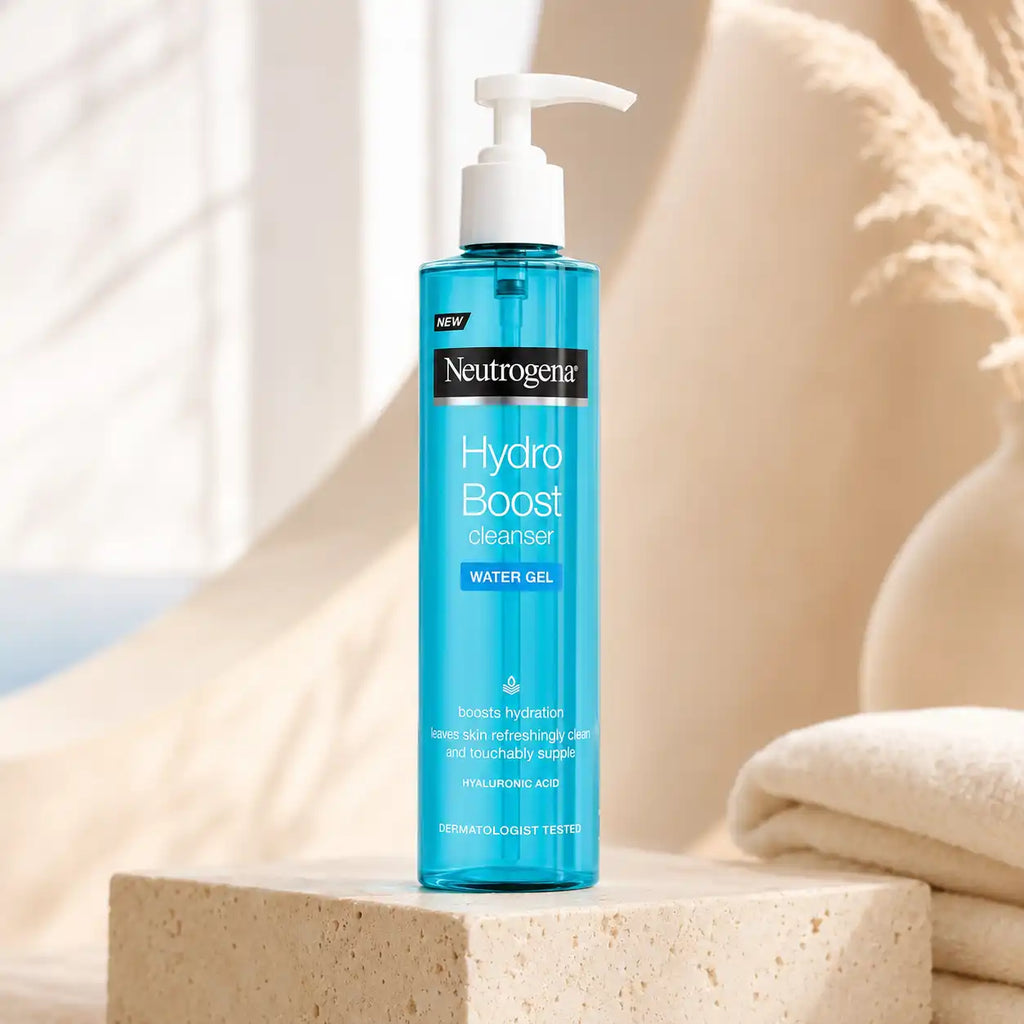 Neutrogena Hydro Boost cleanser pump bottle for morning skincare routine